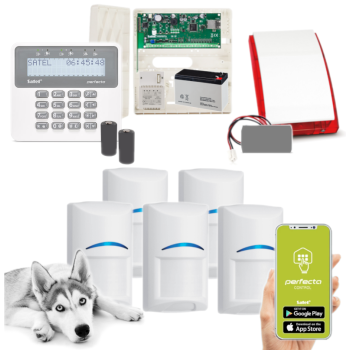 ZESTAW ALARMOWY SATEL PERFECTA-IP 32-WRL 5 CZUJEK BOSCH PET + PRF-LCD-WRL + SYRENA MSP-300 R